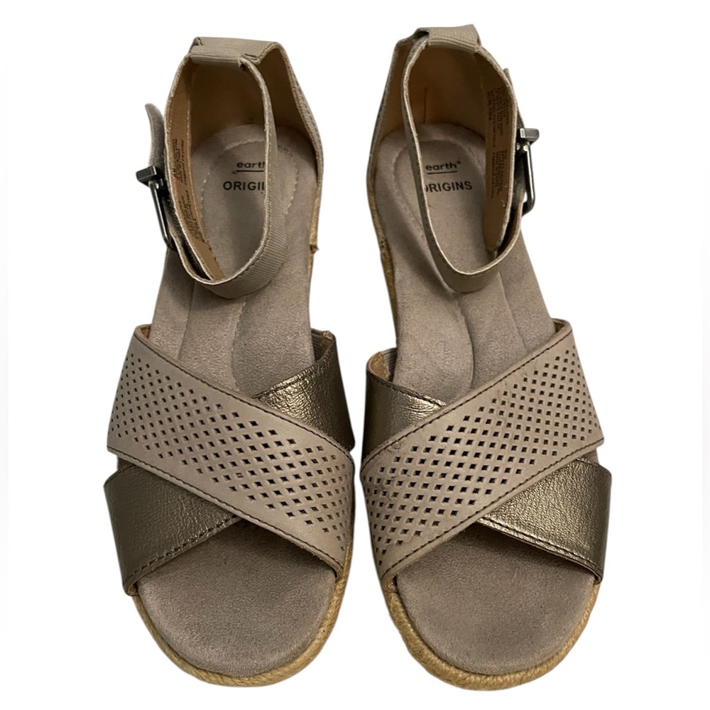 Earth Origins Natasha Wedge Heel Leather Platinum SIZE 8 - Picture 5 of 12